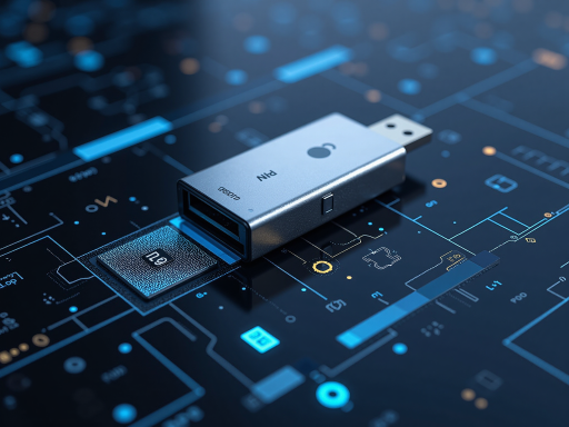 多个不同角度的U盘排列展示，显示其小巧精致的设计，金属外壳质感，USB接口特写